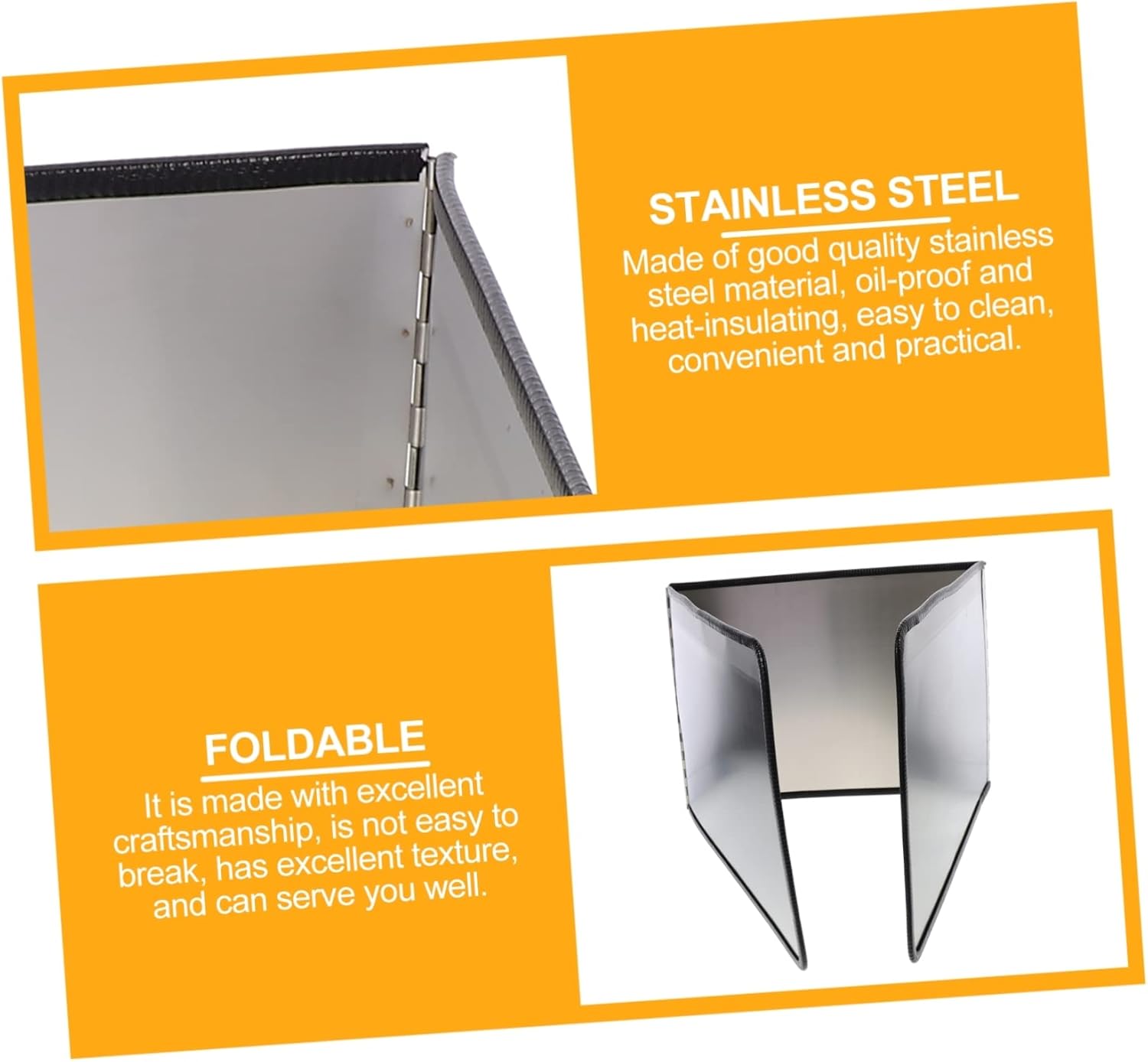 SECFOU Stainless Steel Oil Baffle Back Splash behind Stove Stove Splash Guard Grease Splatter Screen Easy to Clean Kitchen Tool