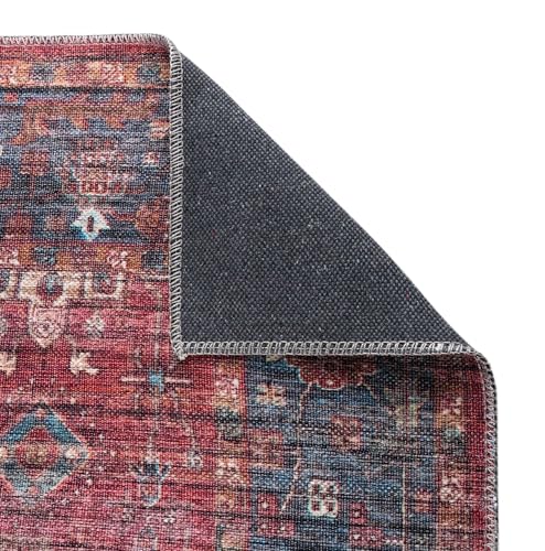 Tapete Maahru 5'3''x8' Rojo Vintage Lavable miniatura 7