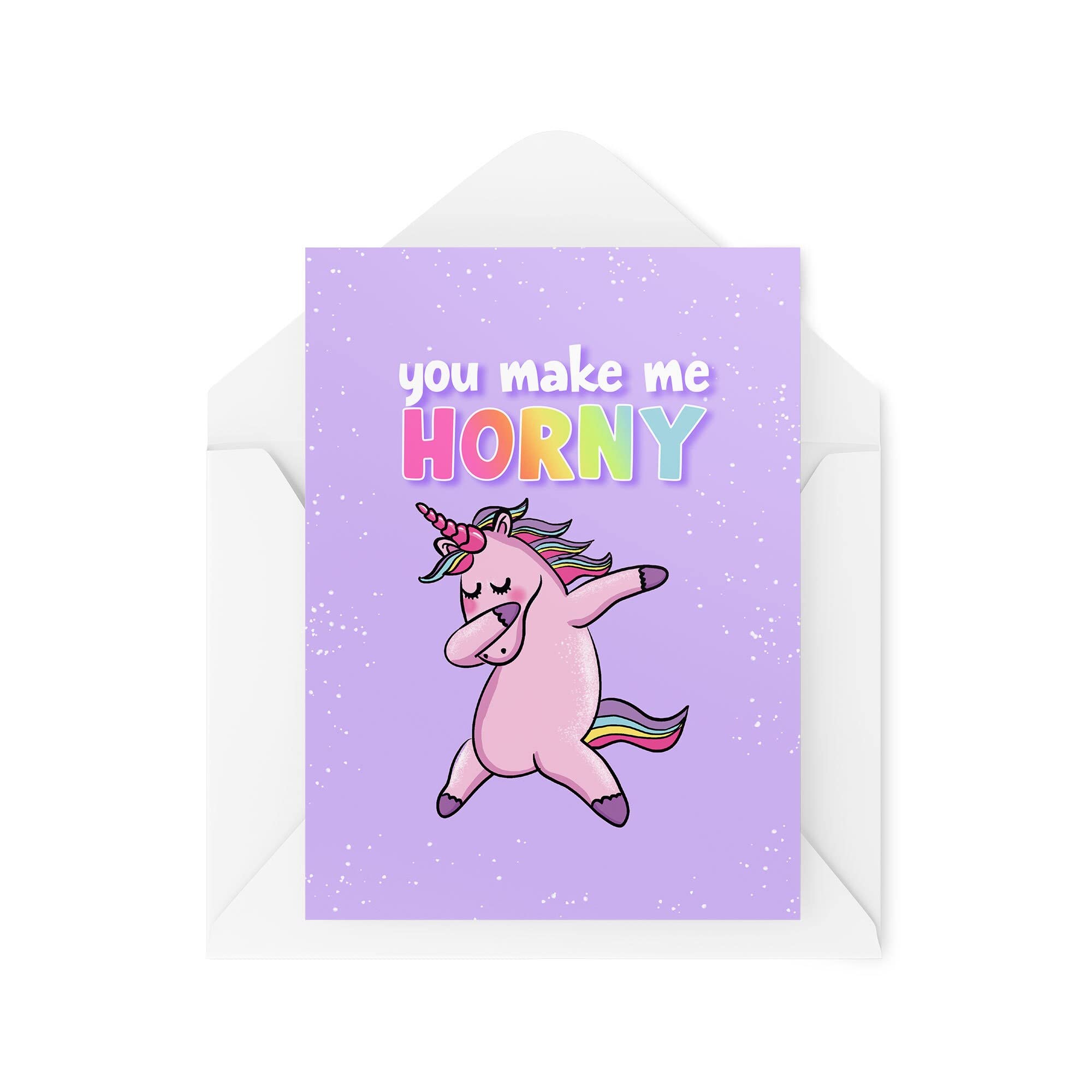 Funny Couple Card - You Make Me Horny Unicorn - Girlfriend Boyfriend Cards - Valentines Card - Husband Wife Funny Married Cards - CBH1453