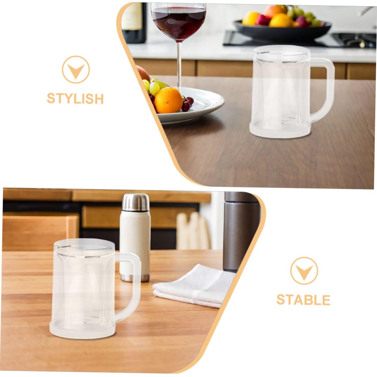 Cabilock 2pièces Gobelets Réutilisables pour Congélateur Tasses à Glacées Gobelets Givrés Réutilisables Verres à Bière Glacés Transparents pour Boissons Froides