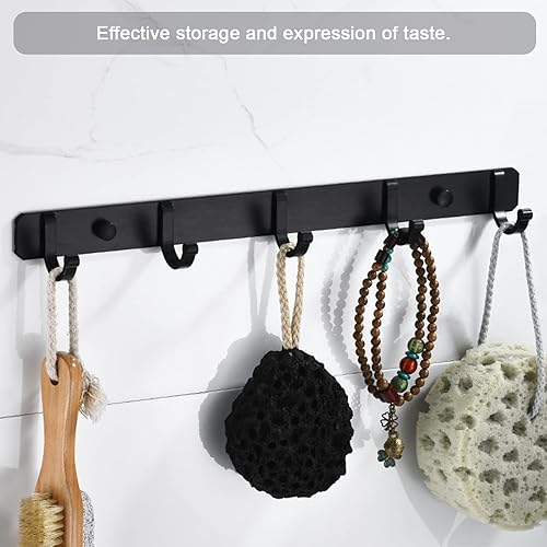 Miniatura 6 de 2 ganchos de pared para colgar con 5 ganchos, ganchos de 14 pulgadas para colgar abrigos y toallas, entrada, baño, cocina, clóset