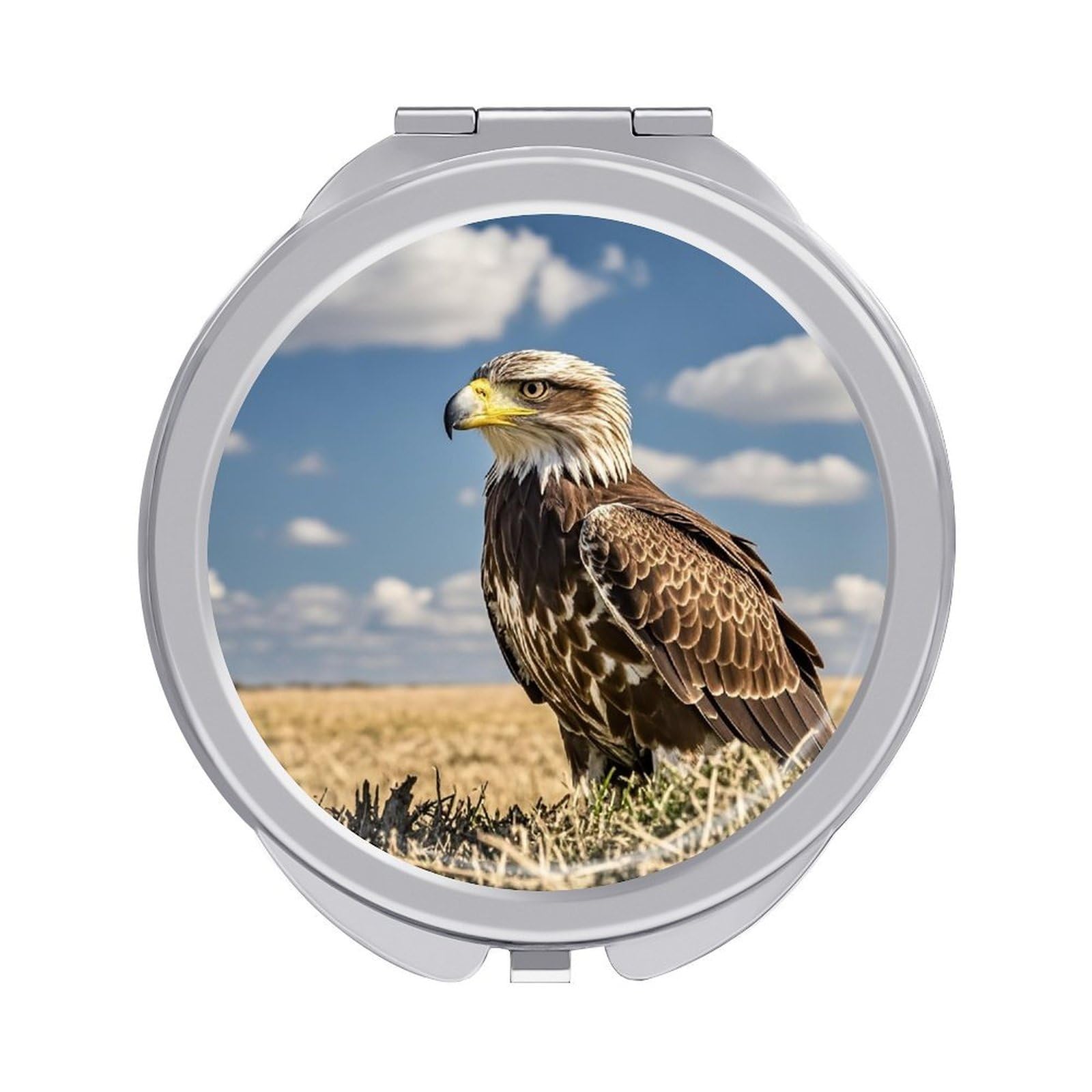 JTREHY A Lone Eagle Makeup Mirror Portable Folding Mirror Compact Travel Mirrors 2-Sided Round Pocket Mirrors Cute Handheld Beauty Mirror for Handbag Purse for Women Gift