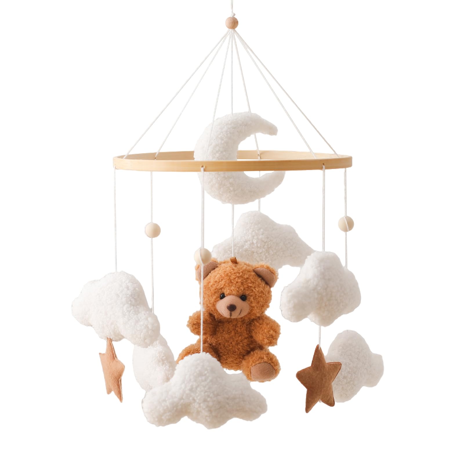 let's make Baby Mobile for Crib Bear Cloud Crib Mobile Handmade Furry Nursery Mobile Gender Neutral Crib Toy Hanging for Nursery Decor Accessories