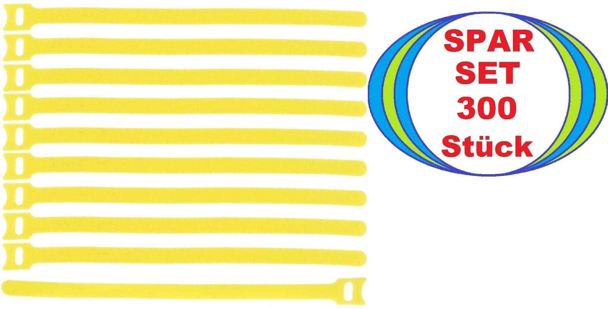 300 x Klettkabelbinder 300 x 28 mm Gelb - Klett Kabelbinder Kabel-Klettband - Wiederverschliessbar/Wiederverwendbar (300, 300 x 28 mm Gelb)