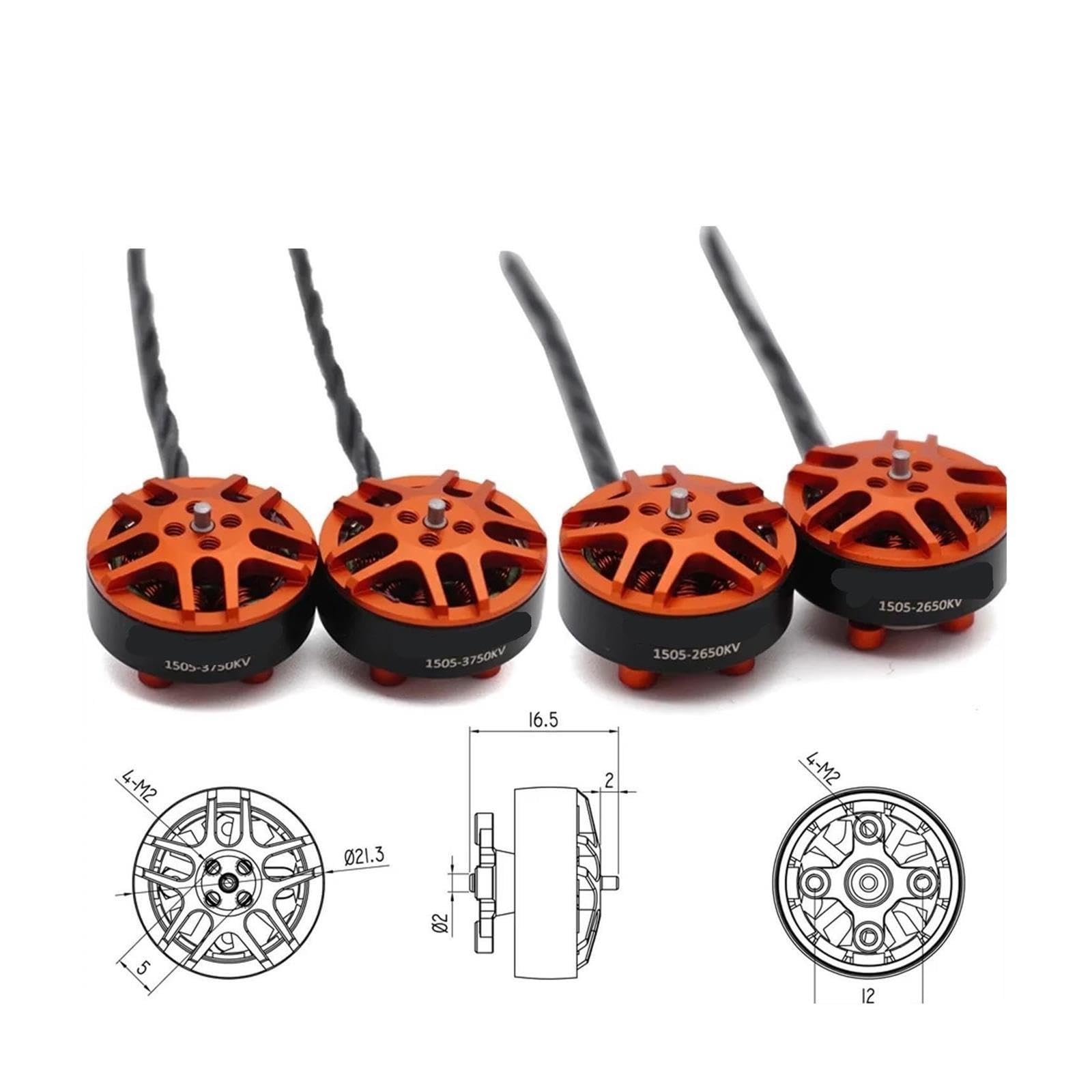 Compatibile con motori YSIDO 1505 2650/3750KV 4 pezzi | Motori brushless 4 pezzi 1505 2650/3750KV for 3-6S; Adatto a Cinewhoop/droni da 2,5-3 pollici, leggero(4Pcs 1505 3750KV)