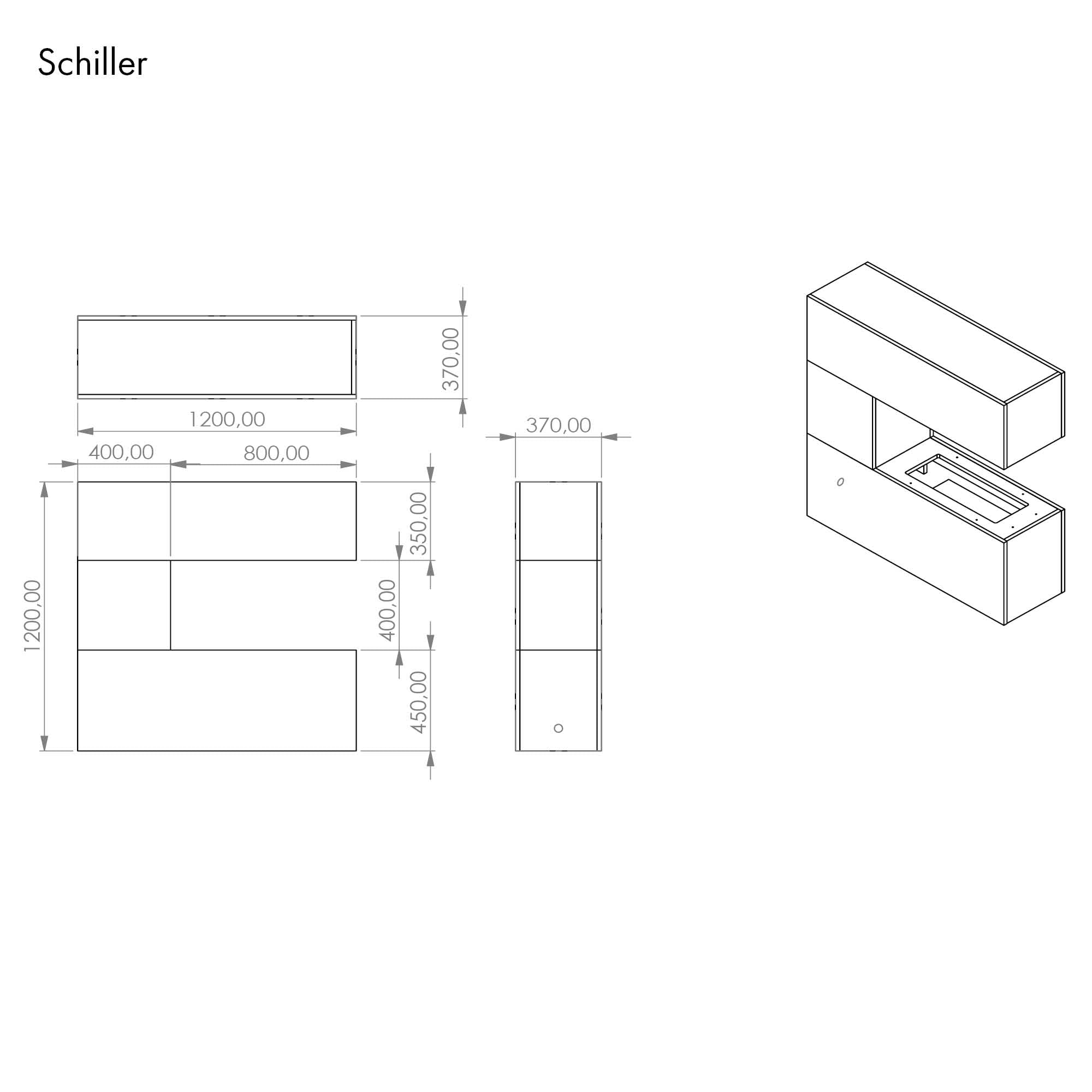 GLOW FIRE Kominek stojący na parę wodną SCHILLER - Elektryczny z realistycznym efektem 3D LED, trzaskiem, pilotem, 120x120x37 cm - Opti-Myst 600 z dekoracją drewnianą, Szary