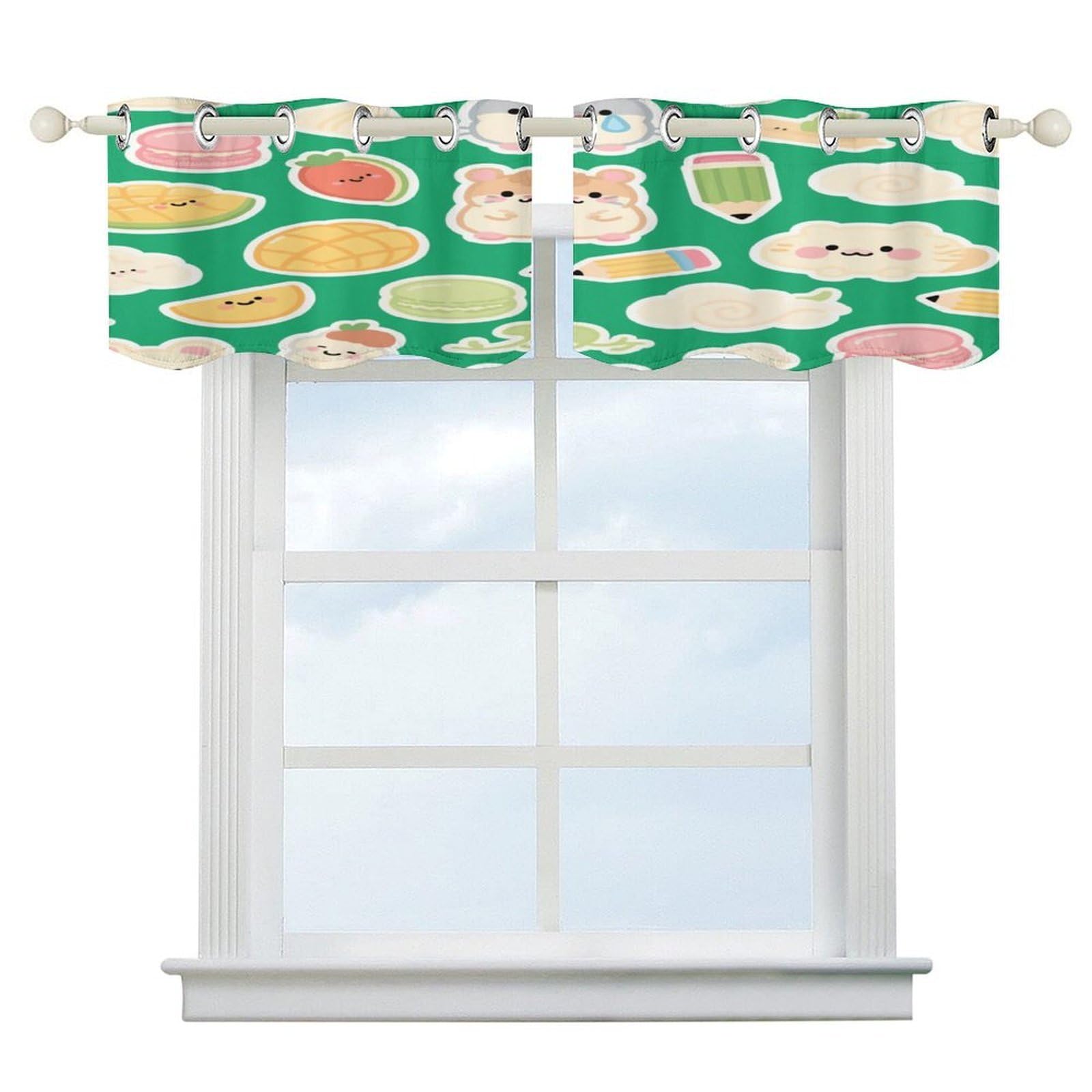Fekiloot Style Green Hamster Fruit Short Curtains Valance Curtain