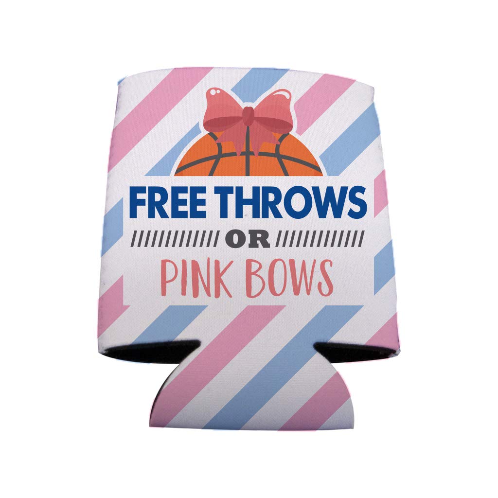 VictoryStore Can and Beverage Coolers - Basketball Gender Reveal Can Cooler, Free Throws or Pink Bows, Set of 6
