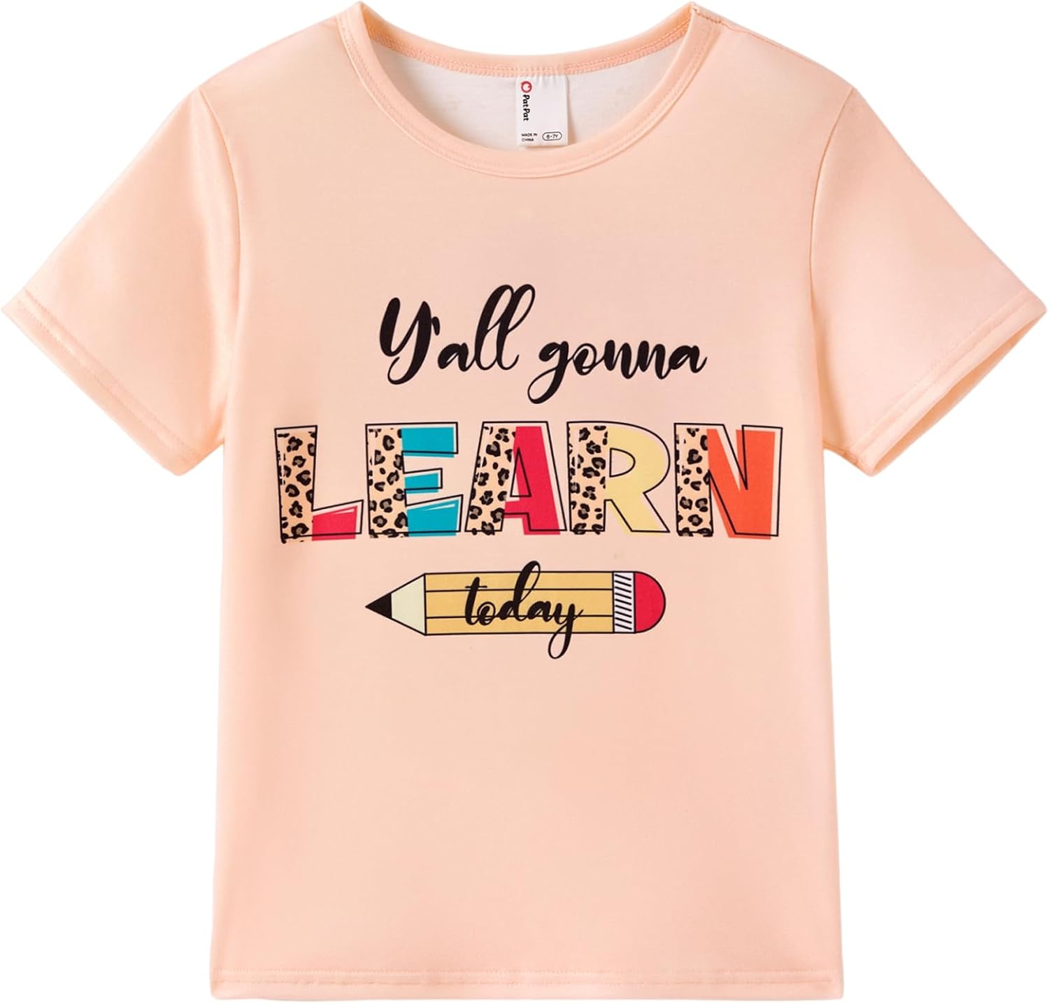 PATPAT Girls Crewneck Short Sleeve Graphic Tees Animal Print Shirts Cute Summer Outfits 5-12 Years