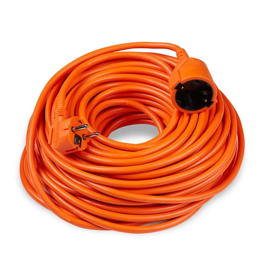 O&W Security Verlängerungskabel 50 m Schuko (Typ F) Outdoor/Indoor IP44 3G1 5 mm orange Stromkabel für Garten Werkstatt & Baustelle (V13)