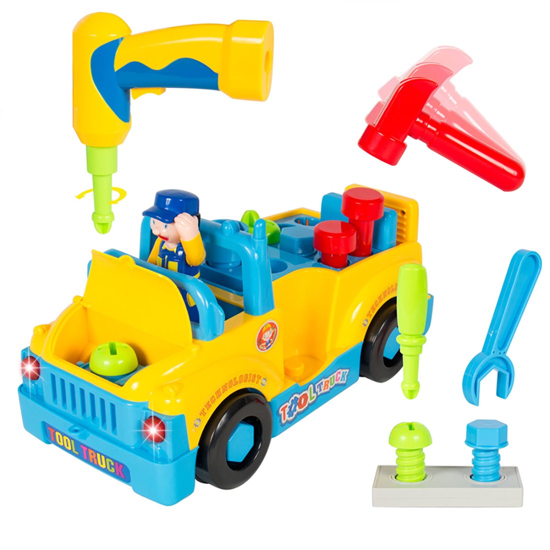Kiditos Construction Tool Truck with Drill and Tools, Light and Music, Bump and Go Action Toy for Kids Boys & Girls - 36M+ (B0C9TXVKWH) Amazon Price History, Amazon Price Tracker