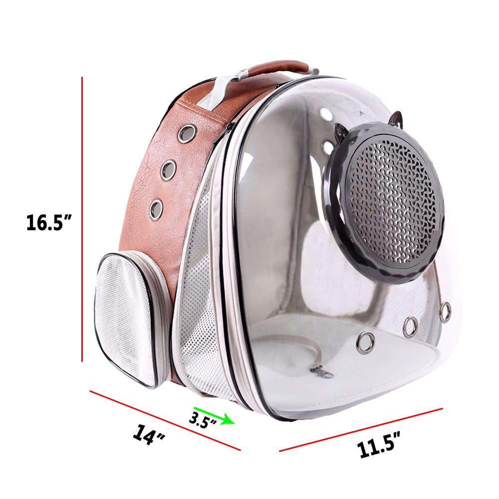 Expandable Cat Carrier Backpack, Backpack for Cats Kitten Small Puppy, Airline Approved Cat Bubble Backpack, Space Capsule Astronaut Carrier (Brown, Front Extension) - image 2