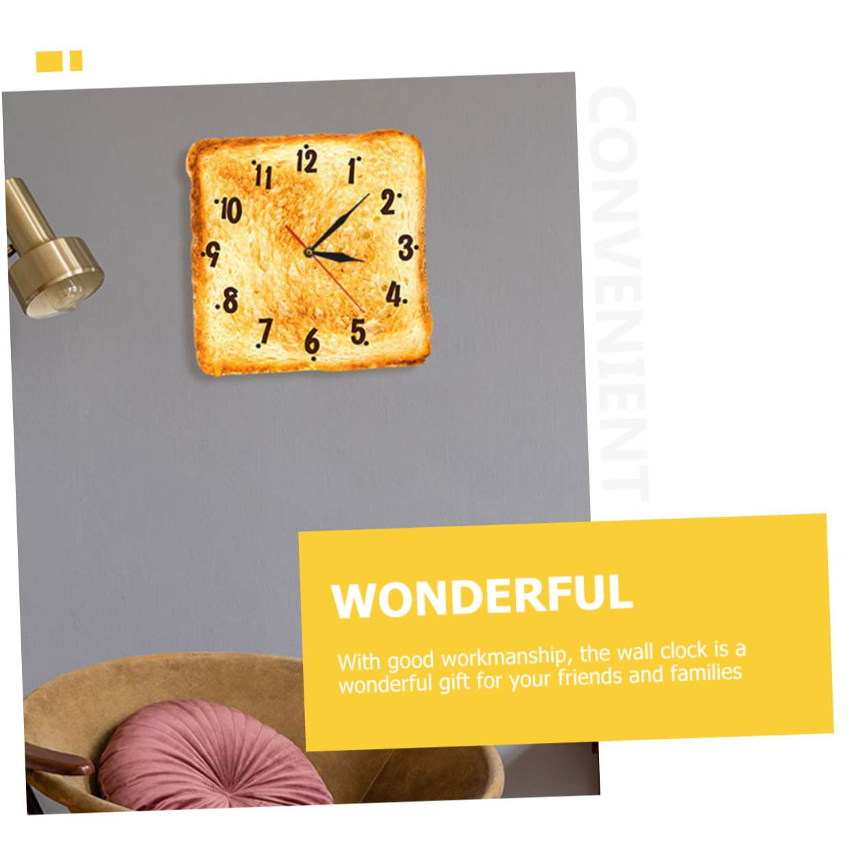 Reloj de Pared Colgante Moderno Forma de Pan de Plástico para Decoración de Cocina y Panadería, Diseño Versátil y Función de Preciso