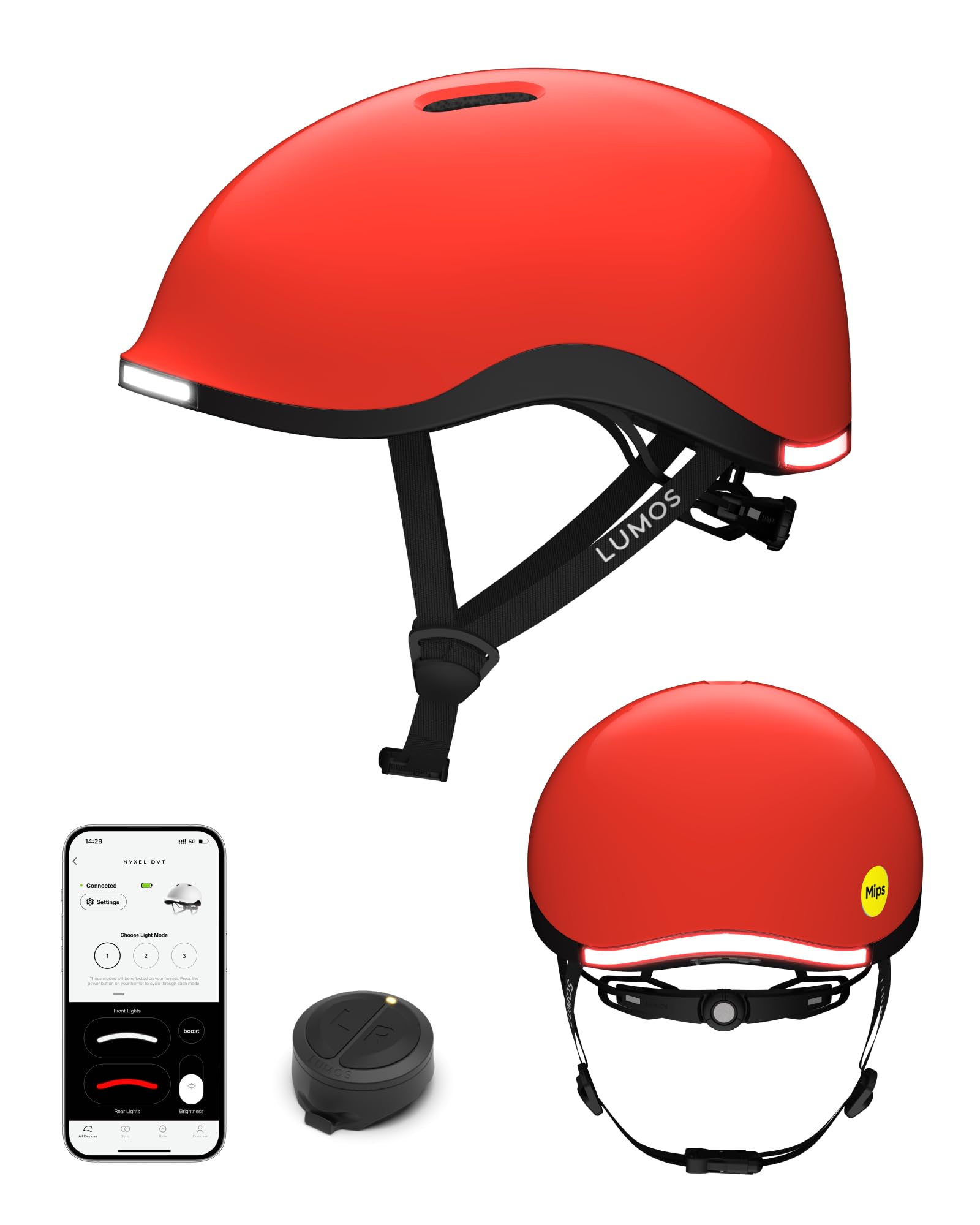 Lumos Nyxel Smart Bike Helmet, Customizable Front and Back LED Lights with Turn Signals, 360° Visibility App Controlled Comfortable & Lightweight Skateboard Urban Helmet for Adults, Men Women