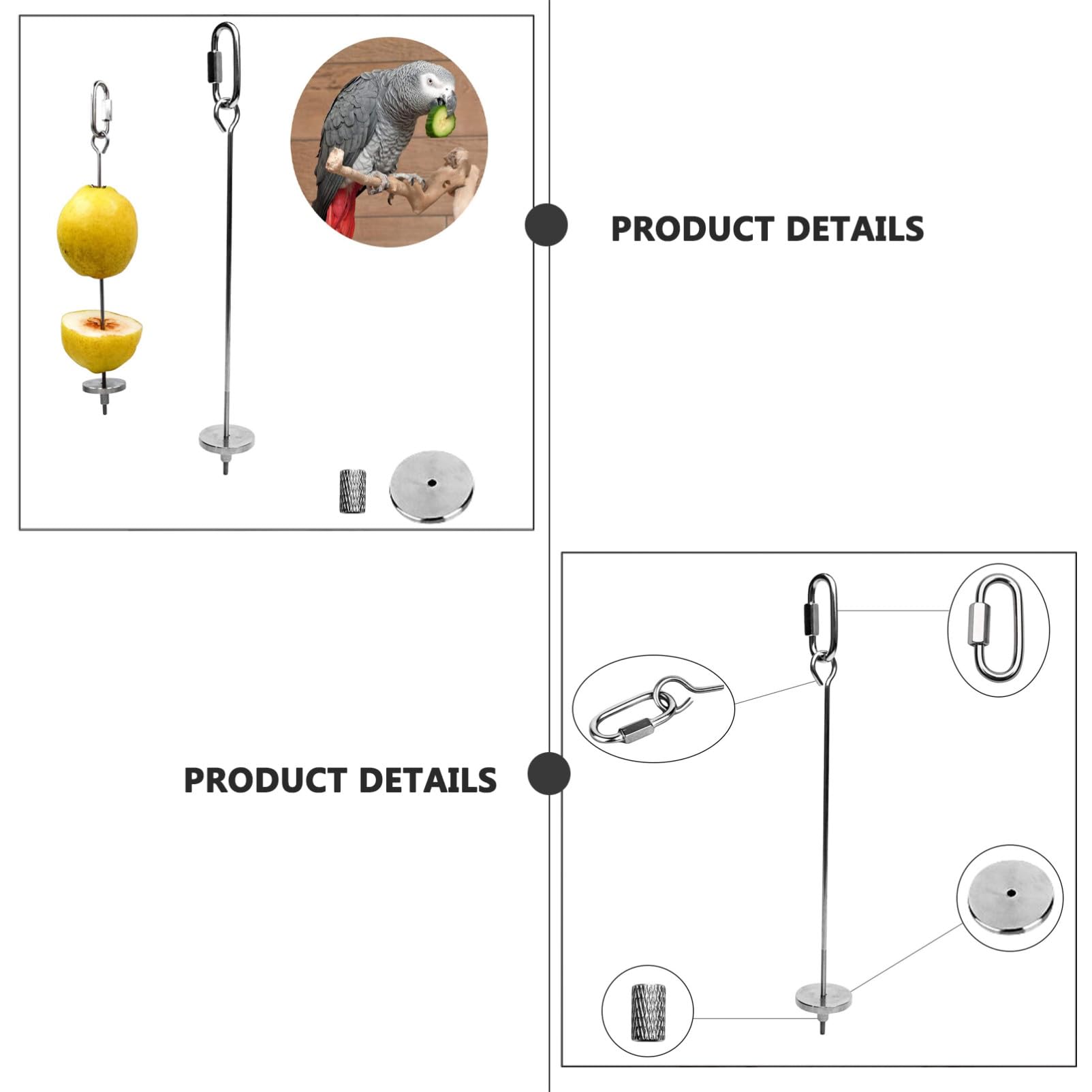DOITOOL 6piezas Soporte De Comida para Pájaros De Acero Inoxidable De Brochetas para Frutas y Verduras para Periquitos y Loros Fácil De Instalar Jaulas