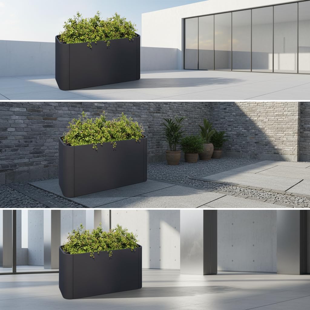 Fioriera da Esterno in Metallo Classica, 100x40x60 cm | metallo resistente, per uso esterno, design antico, combinabile, marrone, ferro, per Piante