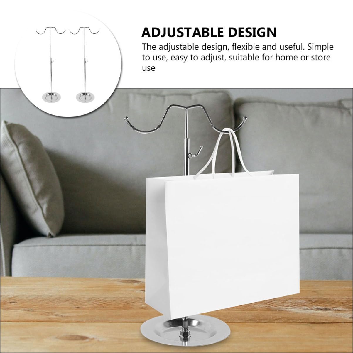 VALICLUD 2piezas Soporte Ajustable De Metal Para Bolsos Expositor Con Doble Colgador Resistente y Seguro Para Mesa Organizador Para Hogar y Tienda