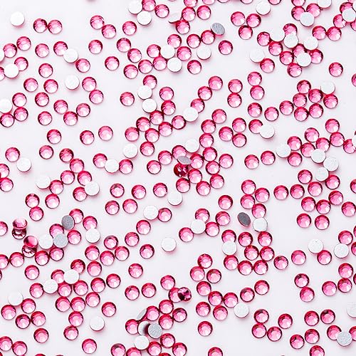1440Pcs Flat Back Glass Rhinestones for Bedazzling(2.4mm,Rose)