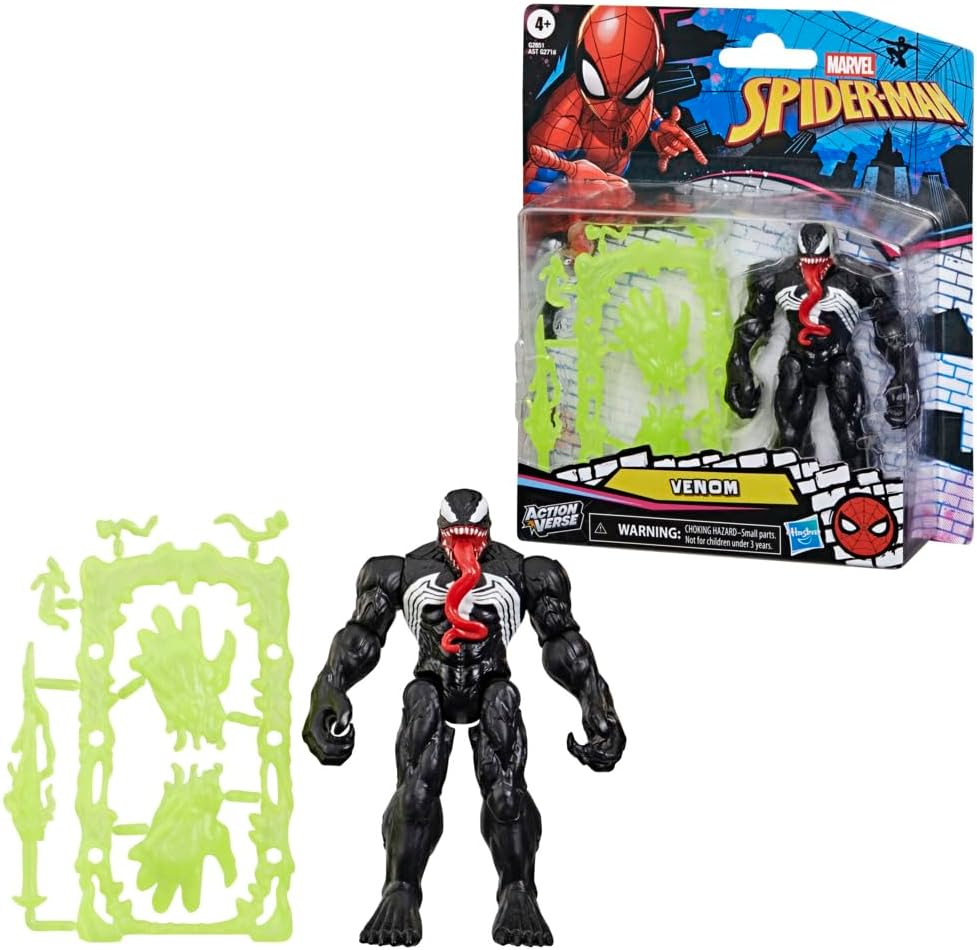 SPIDER-MAN Marvel ActionVerse Venom Action Figure & Accessories, 4.5-Inch (11.4 CM) Super Hero Toys & Figures for Kids, Ages 4+