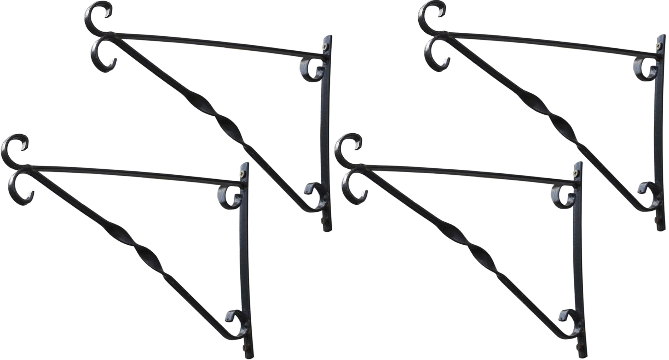 Thompson & Morgan Black Hanging Basket Wall Brackets In Metal With Fixings 25Cm X 36Cm 1, 2 Or 4 Brackets (Wall Bracket X4)