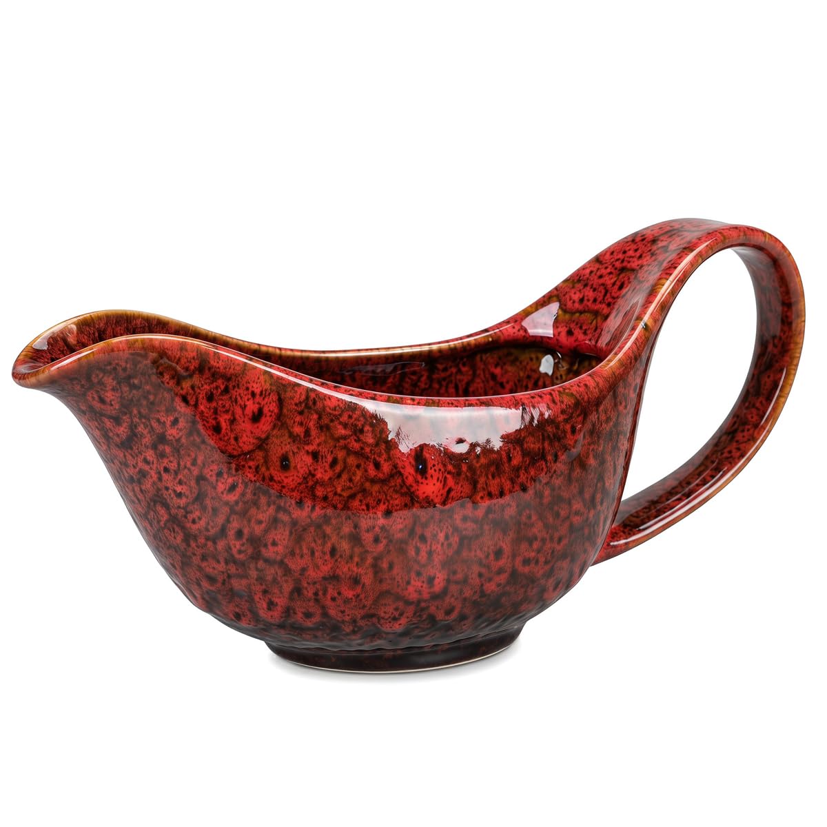 Gravy Boat, 550ml Premium Ceramics Gravy Jug with Heat-Resistant Handle – Ideal for Christmas Roast Dinner, Gravy, Sauces & Condiments – Dishwasher Safe(red)