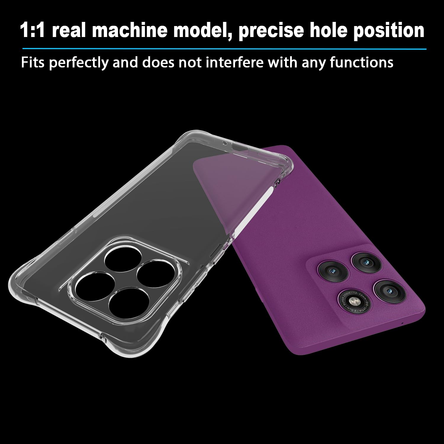 USTIYA Funda para Motorola Moto Edge 60 Pro de TPU transparente de cuatro esquinas de grado militar, funda protectora transparente suave