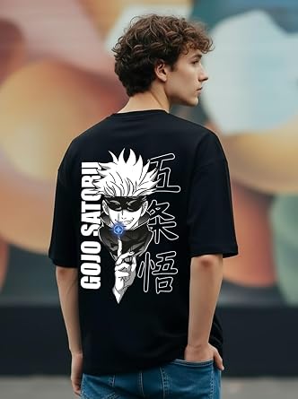 Men Drop Shoulder Half Sleeve Round Neck Graphic Printed Cotton T-Shirt - Gojo satotu – Jujutsu Kaisen product image