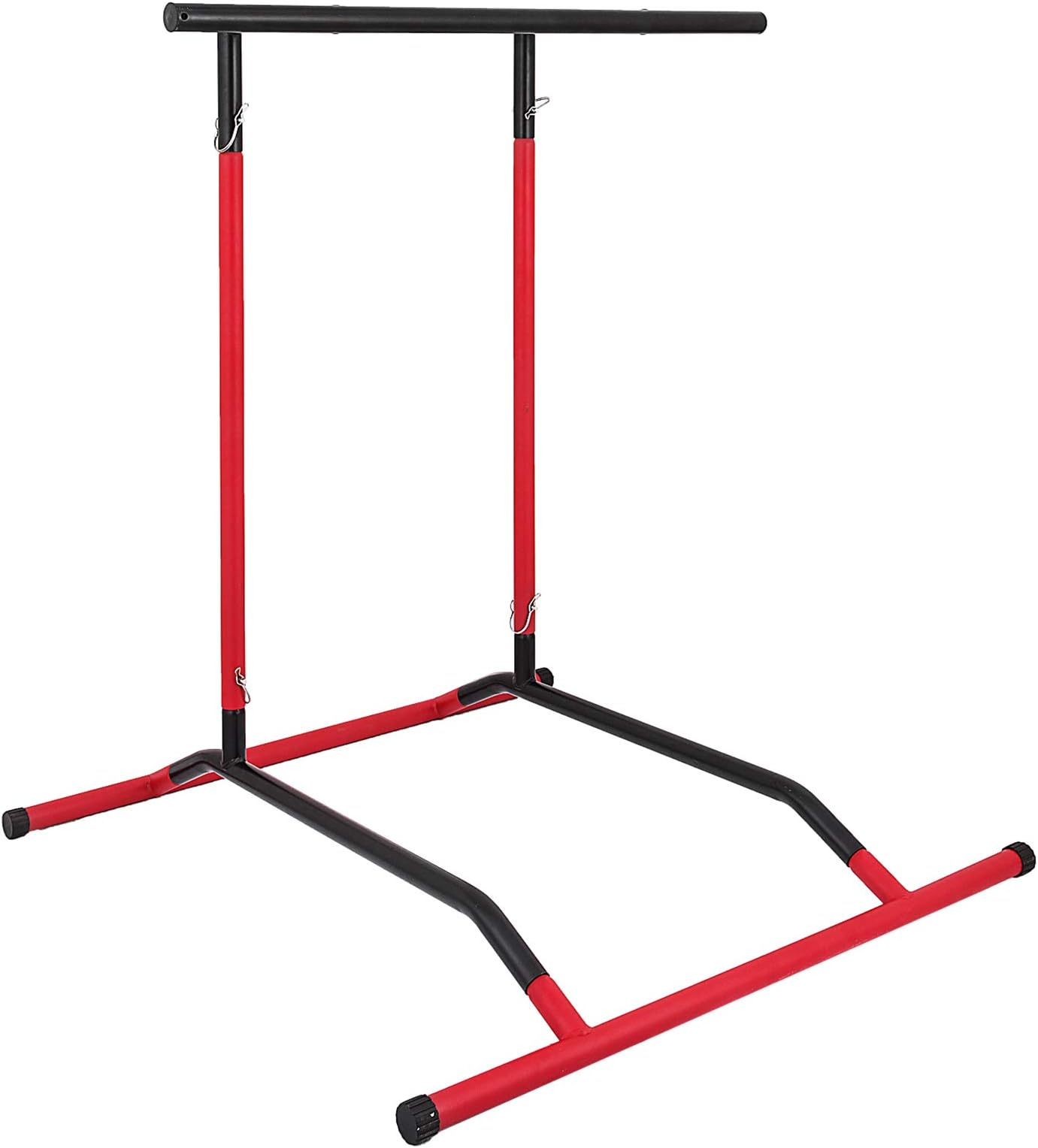 LOVSHARE Dip Pull Up Station Adjustable Power Tower Dip Station Multi Function Pull Up Dip Bar Tower Portable Dip Stand Power Tower Pull Up Bar for Home Gym Strength Training Dip Stands,Red & Black