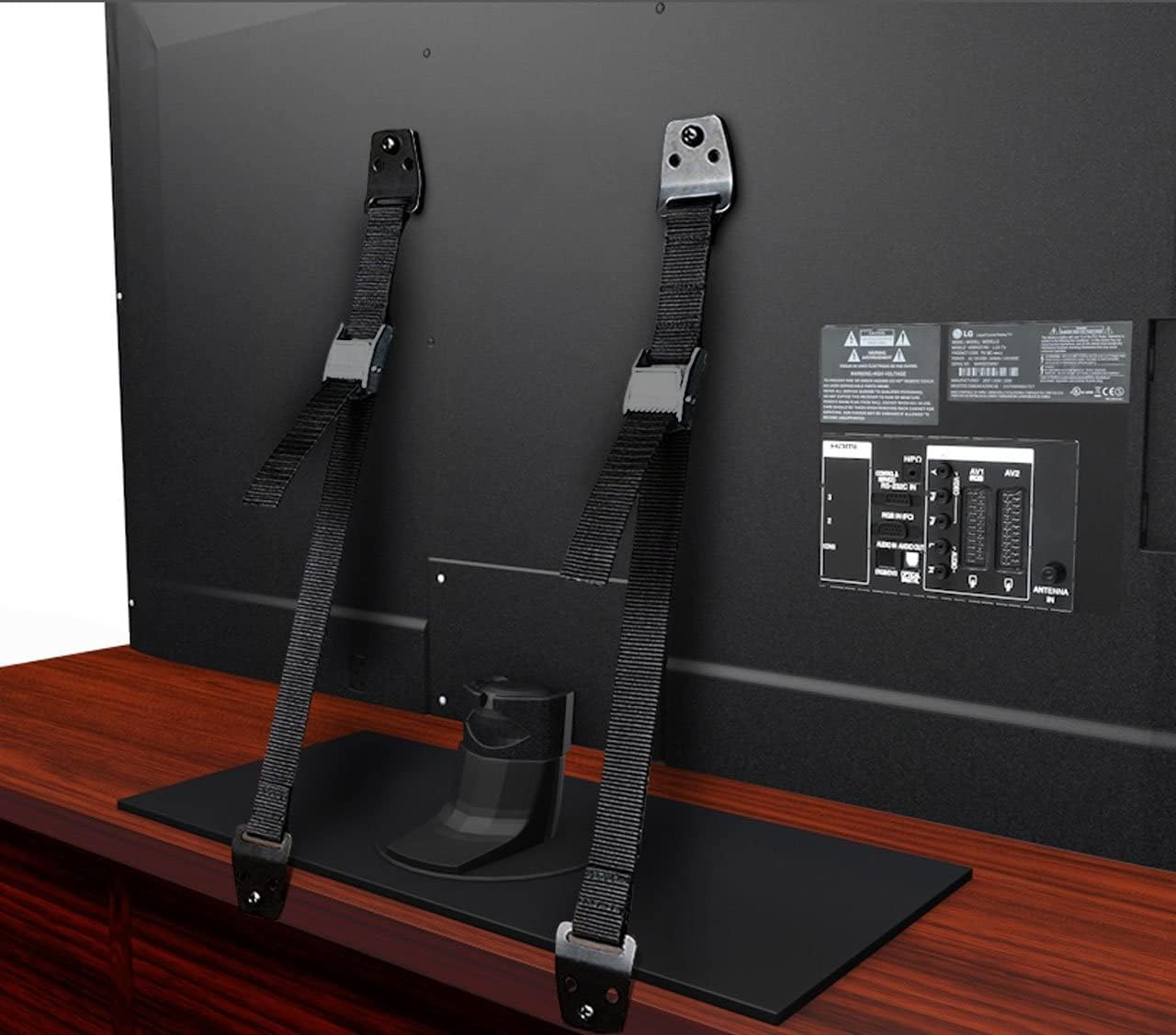 Liphontcta 2 Pack TV and Furniture Anti-Tip Safety Straps - All Metal Parts - Heavy Duty Straps - 4 Pack Medical Grade Corner Guard Included As Bonus (New)