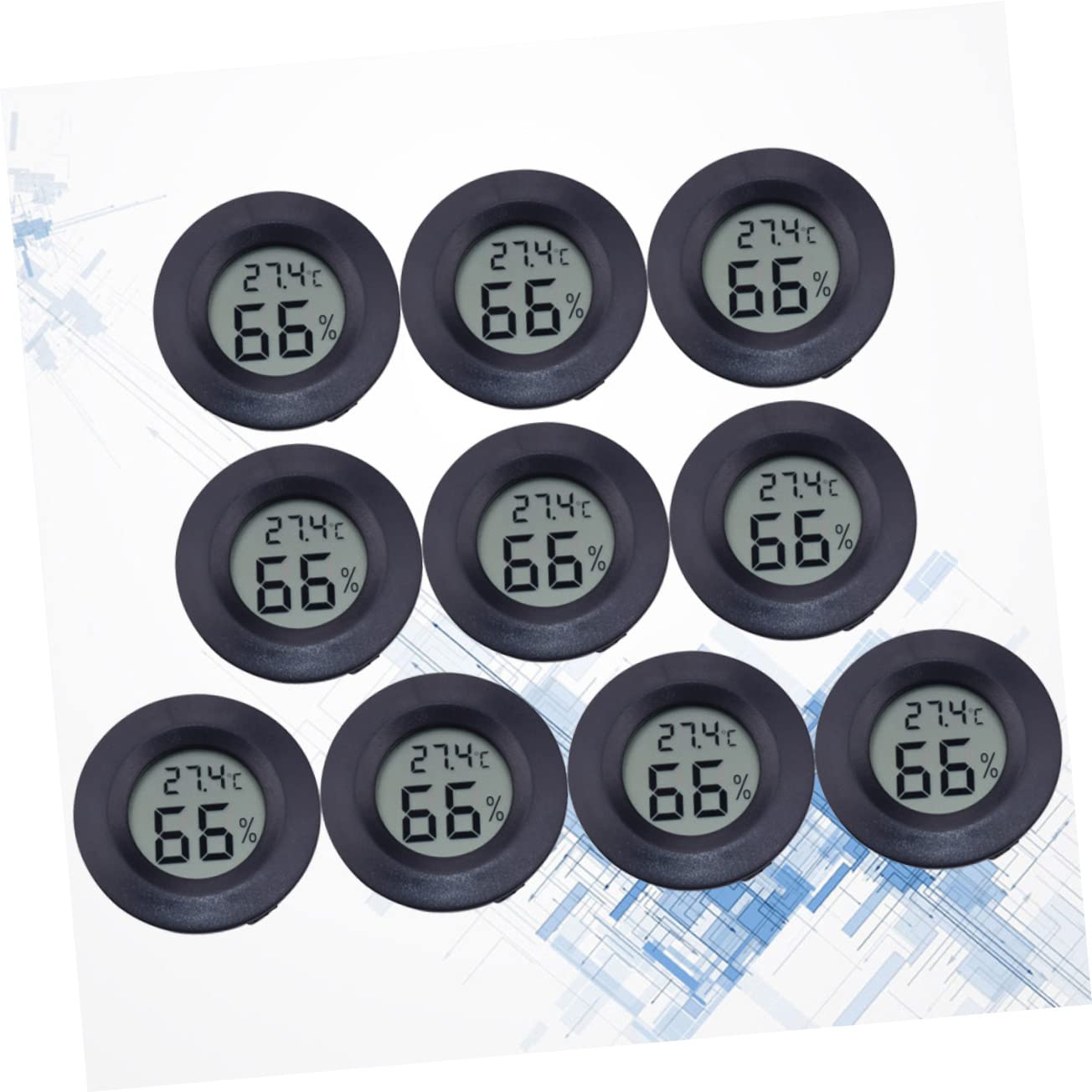 POPETPOP Termometro Igrometro Digitale Rotondo per Rettili, 10 Pezzi, Acrilico ABS, Misurazione Temperatura, per Terrario e Negozio Animali