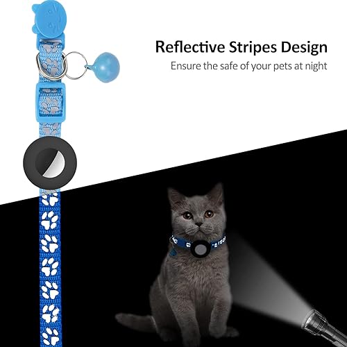 Miniatura 5 de Collar para gato Airtag, collar de gato Apple Air Tag con hebilla de seguridad y campana, collar reflectante para gato de 38 pulgadas de ancho con