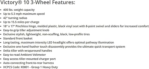 Miniatura 7 de Pride Victory 10 - Patinete de movilidad resistente de 3 ruedas con guerra extendida disponible (color rojo)