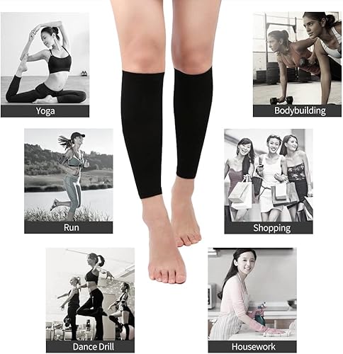 Miniatura 8 de Angzhili 2 pares de mangas de compresión de pantorrilla para mujer, calcetines de compresión sin pies