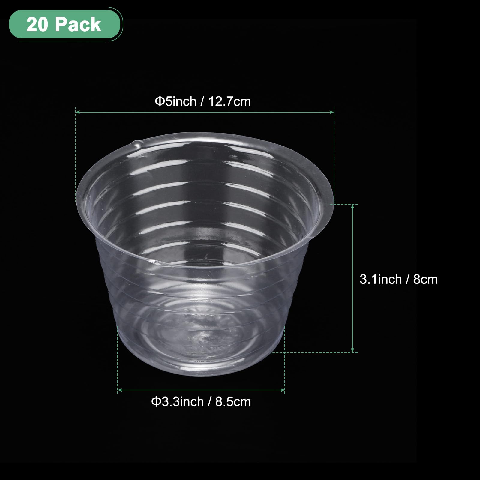 M METERXITY 20-Pack Plastic Plant Saucer, 5 Inch Clear Thin Plant Saucer Drip Tray for Indoor/Outdoor, Planter Liners Nursery Pots - Image 3