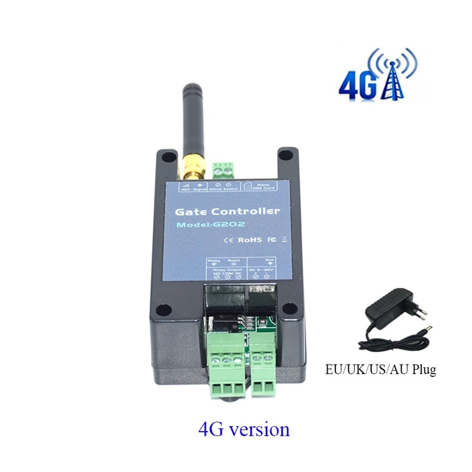 Kit Cancello Automatico, Interruttore a relè singolo con telecomando SMS apriporta 4G for apriporta scorrevole for garage a battente(4G with adapter)