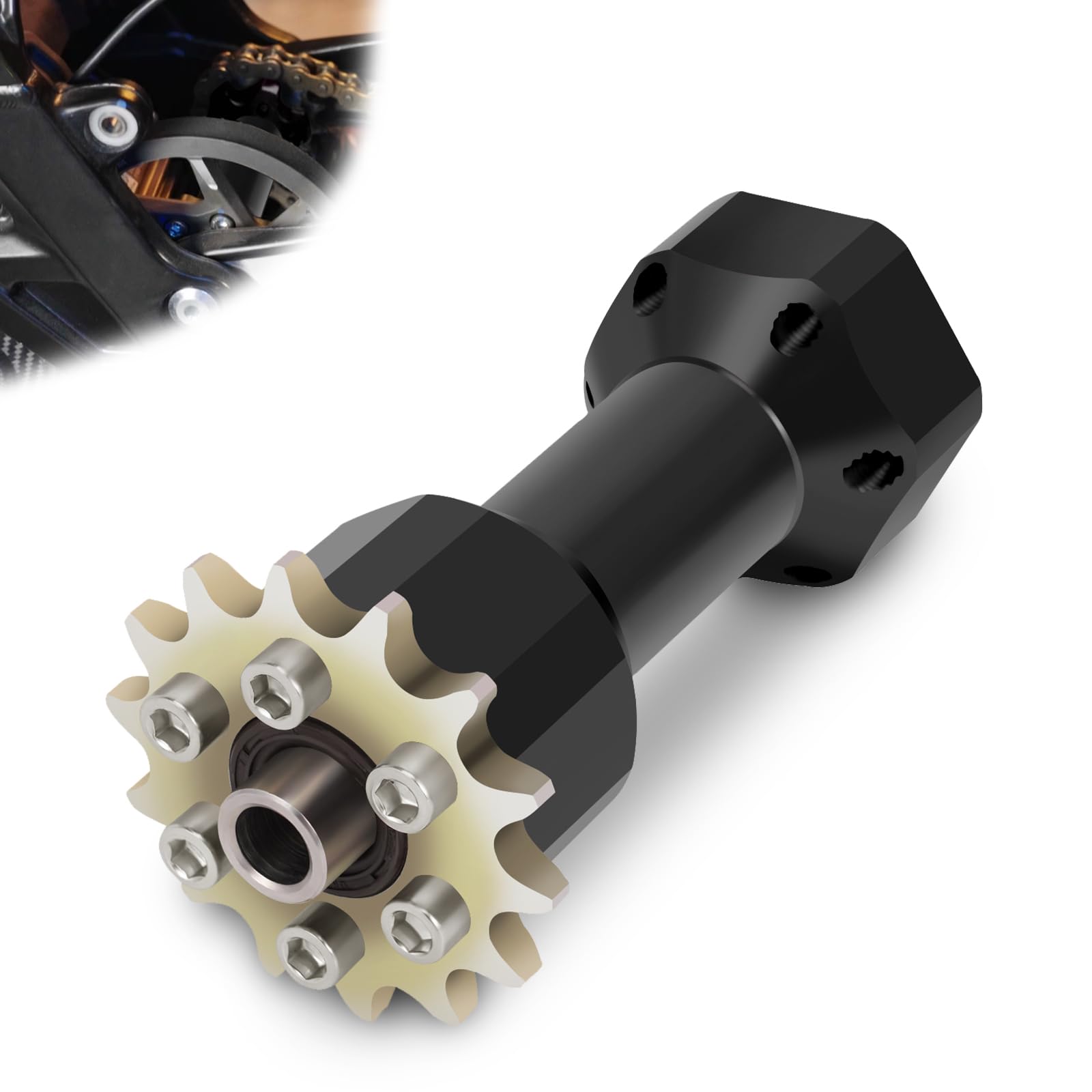 Photo 1 of BAOUFF Center Shaft Sleeve for Surron Light Bee,CNC 7075 Aluminum Drive Jackshaft Jack Shaft Axle for Electric Dirt Bike Surron Light Bee X(LBX) and S(LBS)/X160/X260-Black