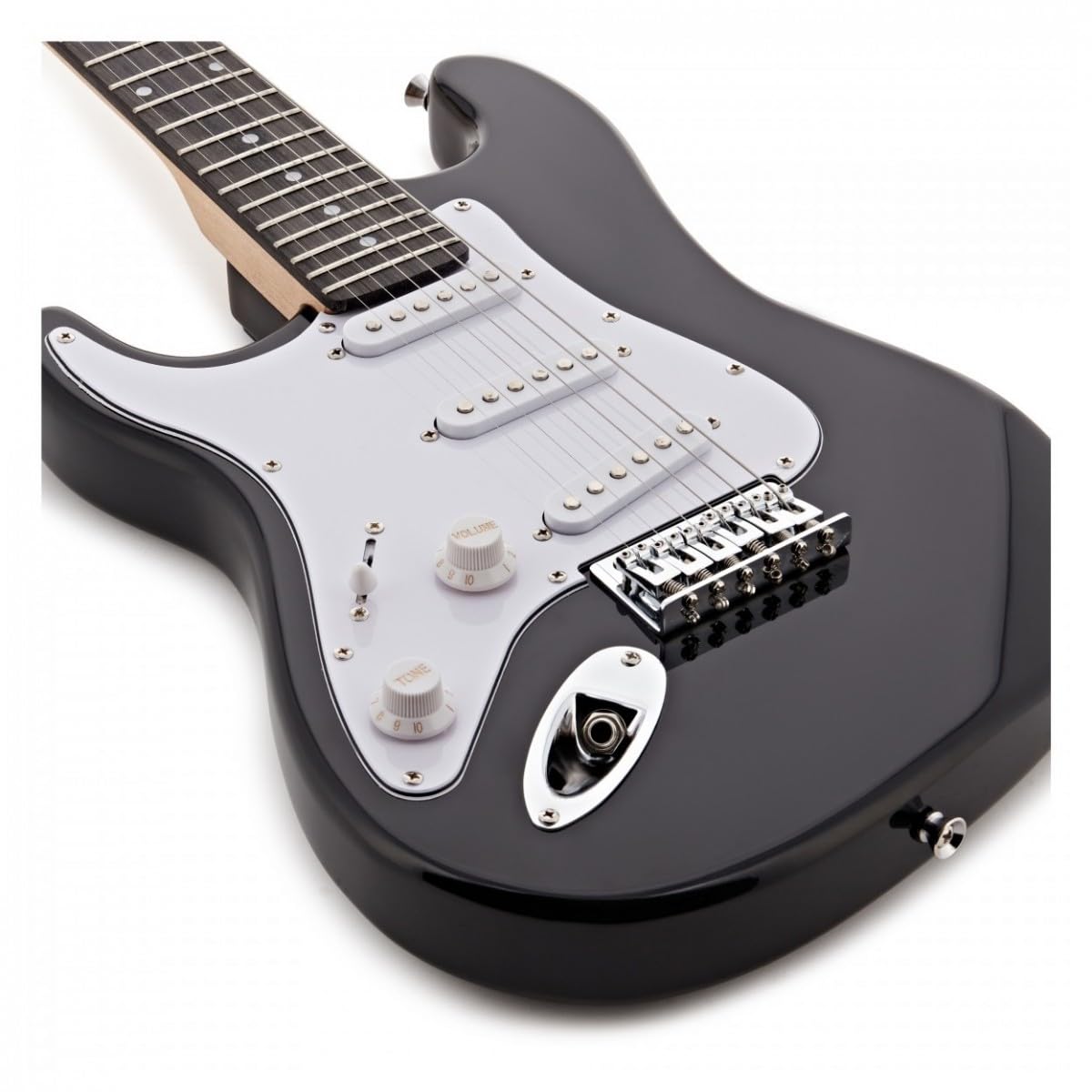Chitarra Elettrica 3/4 LA Mancini Nera con Ampli 10W | Per giovani mancini, scala e corpo più piccoli, design leggero e durevole, accessori essenziali inclusi