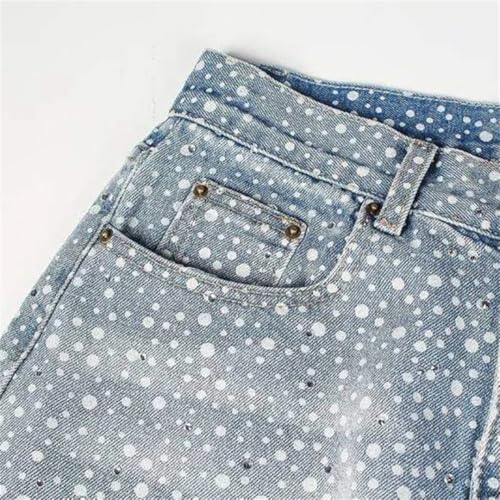Men's Denim Pants Diamond Polka Dot Casual Trousers Straight Wide Leg Loose Jeans2