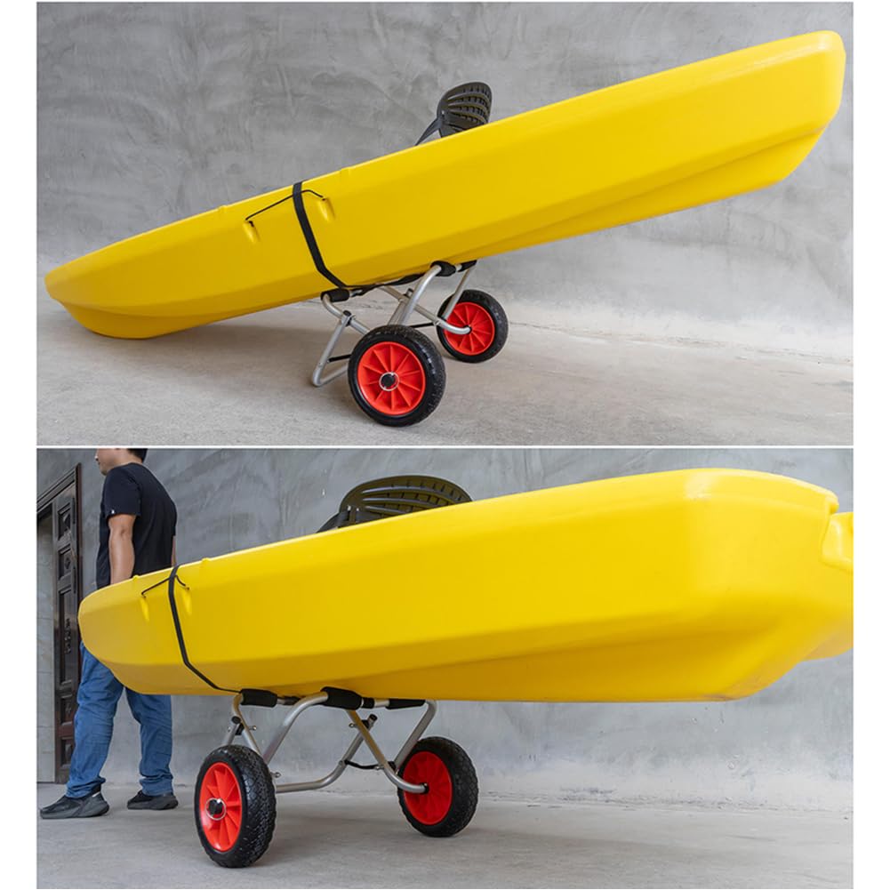 Przyczepa kajakowa, składany wózek kajakowy z paskiem i dużymi kółkami, trwała rama aluminiowa, 25 cm solidne opony, wózek do transportu kajaków i kajaków