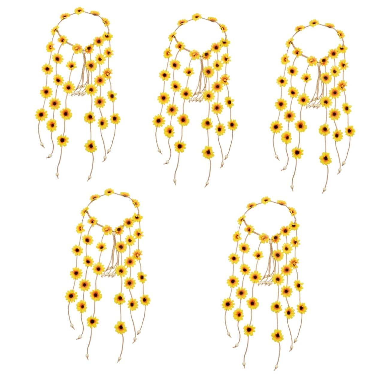 FOMIYES 5pièces Bandeau Floral Avec Franges Accessoire Pour Plage Et Fête Élastique Et Ajustable Et