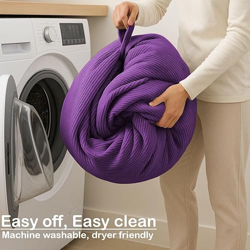 Miniatura 8 de Nobildonna Funda para puf de 3 pies (sin relleno) de 35 x 43 pulgadas, puf grande de almacenamiento de animales de peluche, lavable, funda para puf