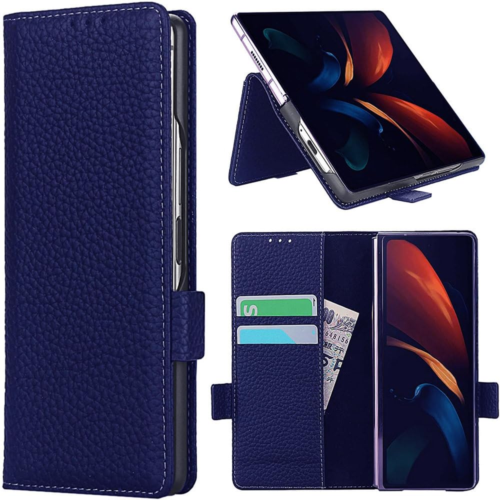 Etui na telefon komórkowy z klapką ze skóry z uchwytem na karty do Samsung Galaxy Z Fold7 Fold6 Fold5 Fold4 Fold3 Split Anti-fall Protective Cover, brązowe, do Samsung Z Fold 2