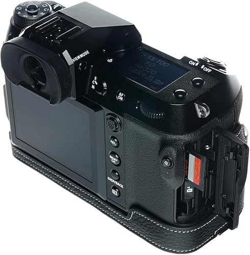 Miniatura 15 de Hecho a mano de cuero auténtico medio cámara caso bolsa cubierta para FUJIFILM GFX 100S color verde Verde,Marrón (Sandy Brown),Negro