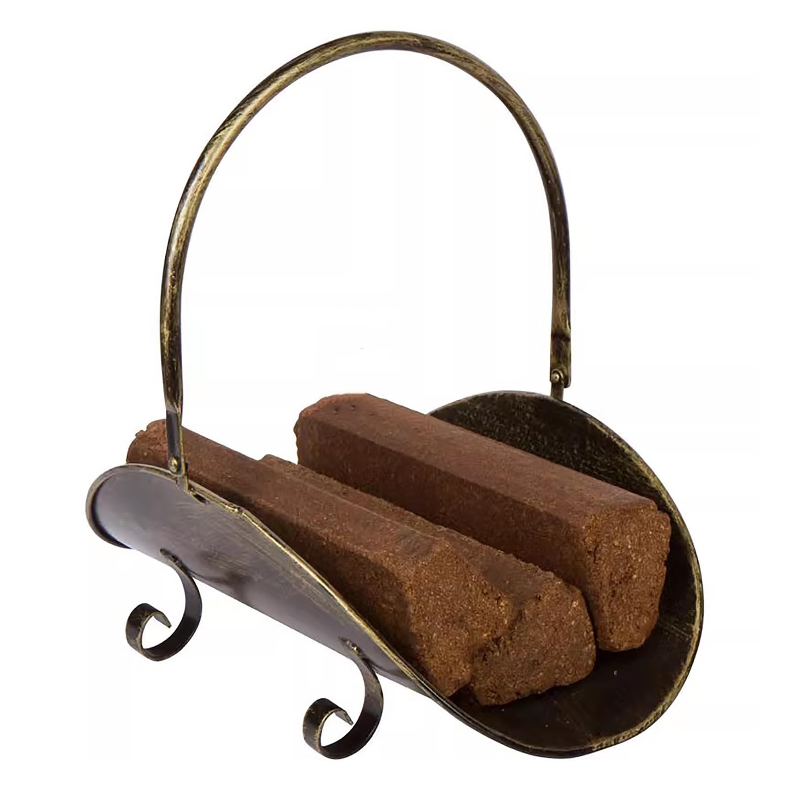 Portalegna in Metallo per Interni, portalegna in Ottone Nero per Soggiorno, Giardino, Campeggio, Piccolo portalegna per Camino, 16,5 x 16,9 x 12,6 Pollici