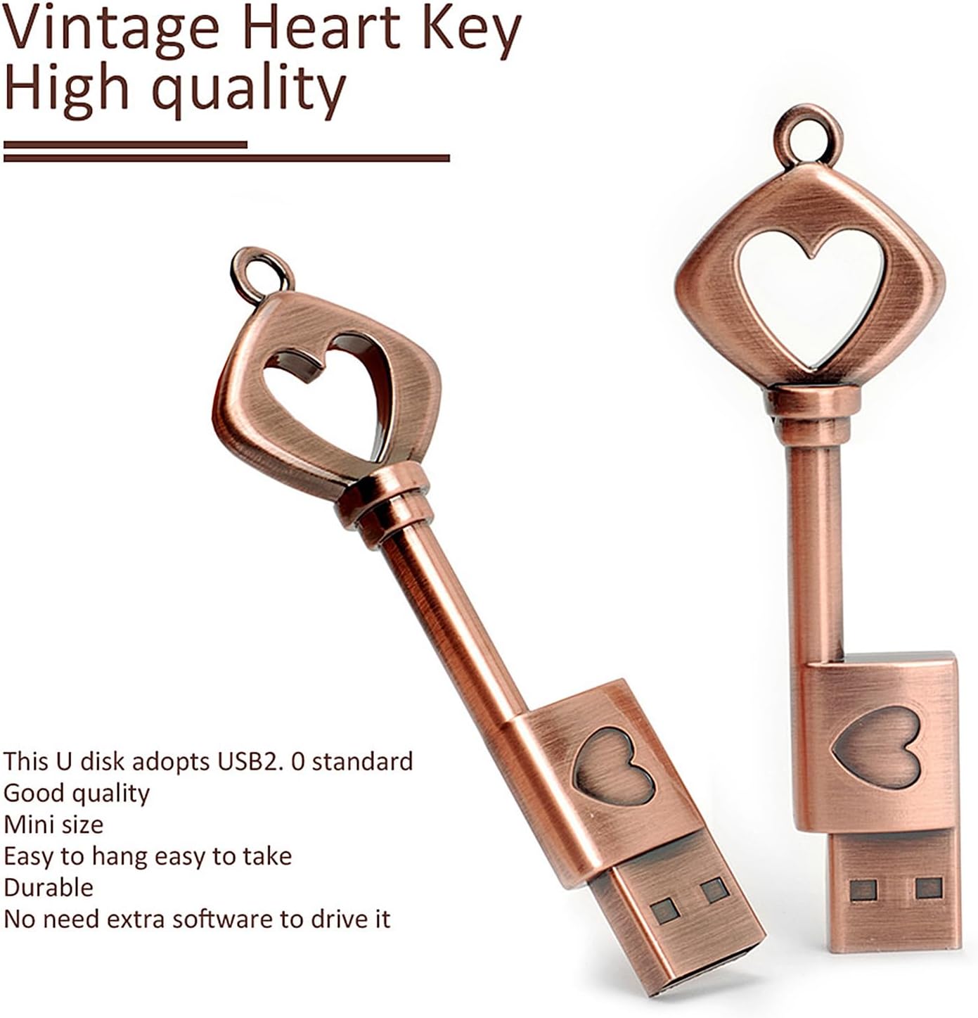 leizhan 64GB Metal USB 2.0 Flash Drive Computer Memory Stick External Storage Romantic Gift USB Sticks Graduation Gift (1 PCS with Gift Box)