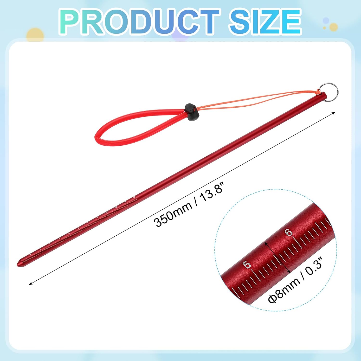 Diving Pointer Stick, Alloy Diving Stick Rod with Measurement, Adjustable Lanyard Dive Noise Maker Rod