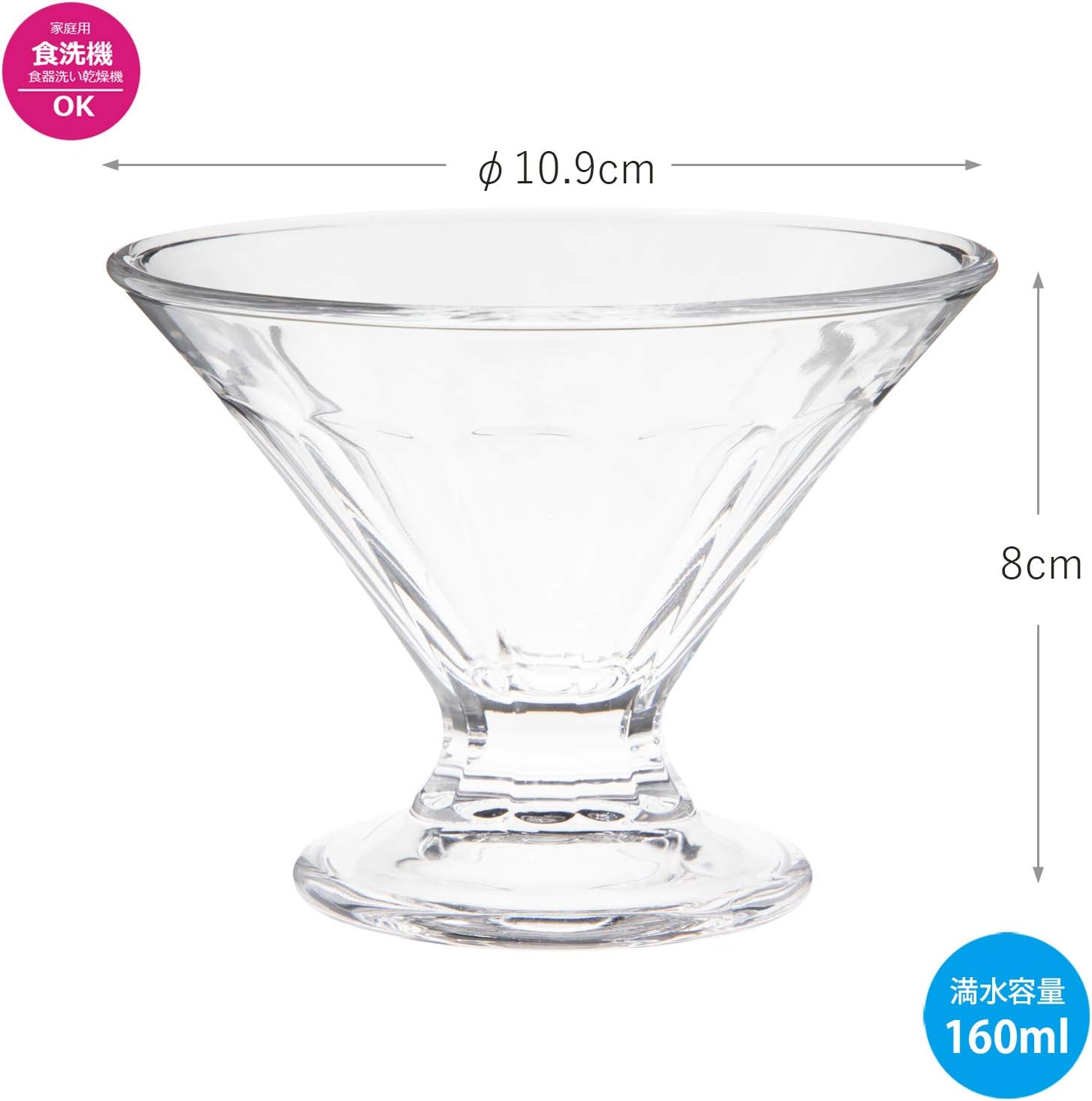 東洋佐々木ガラス Toyo Sasaki Glass P-02201 Parfait Glass, 6.3 fl oz (160 ml), Dessert, Made in Japan, Dishwasher Safe