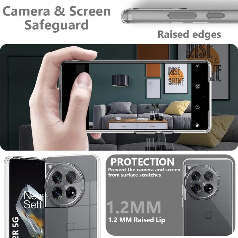 Image of Case Creation New Oneplus 12R Premium Imported 0.3mm Crystal Clear Totu Silicone Transparent Flexible Soft Corner Protection with TPU Slim Back Case Cover for One Plus 12R