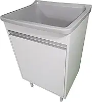 Gabinete Para Lavanderia 53cm Com Tanque 34 Litros + Sifão Cor:Tanque Cinza