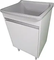 Gabinete Para Lavanderia 53cm Com Tanque 34 Litros + Sifão Cor:Tanque Cinza